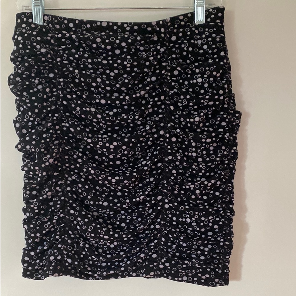 Black Polka Dot Rouched Women's Skirt.